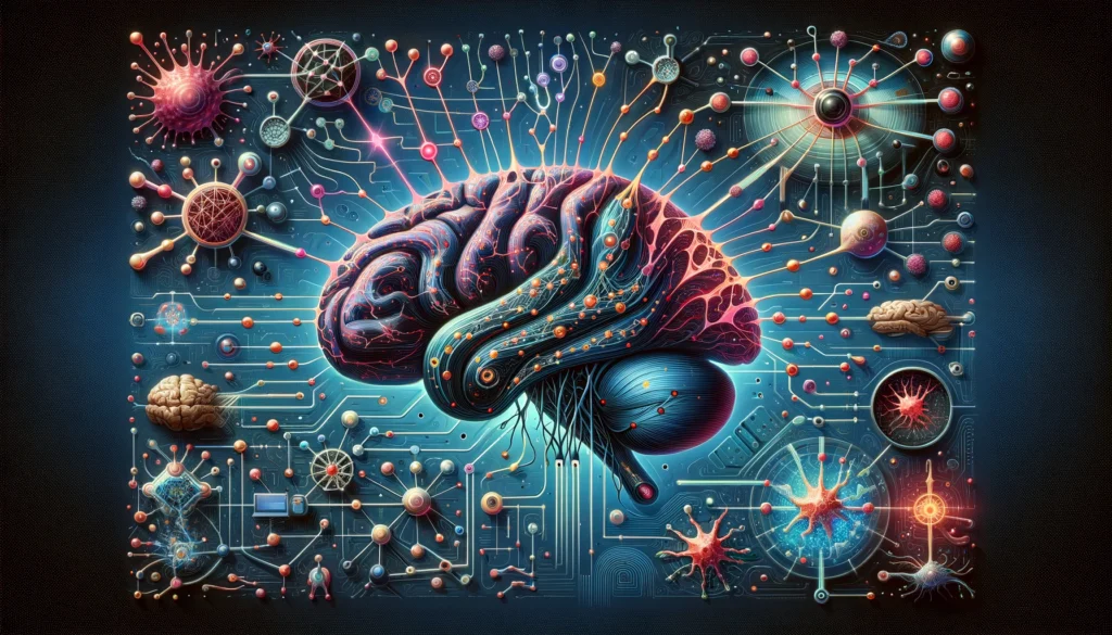 Cerebro con miles de conexiones sinápticas, metáfora de una Red neuronal artificial