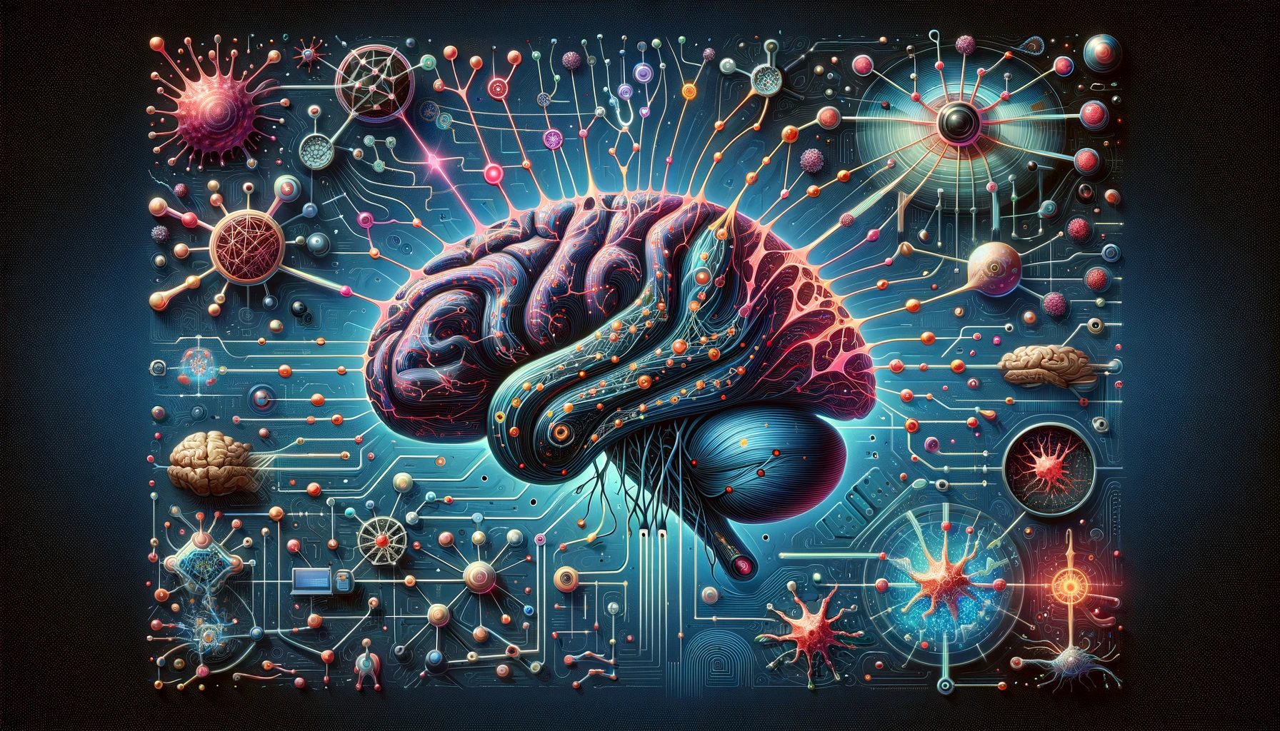 Cerebro y múltiples conexiones como metafora de una red neuronal artificial