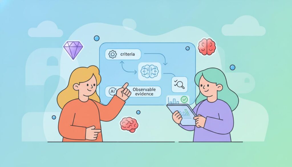Descubre cómo simplificar la evaluación por competencias utilizando un flujo de trabajo basado en IA para transformar criterios en evidencias observables de forma rápida.