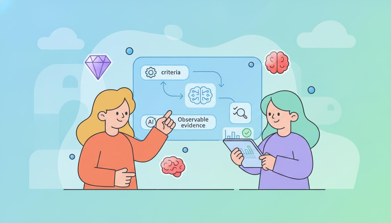 Descubre cómo simplificar la evaluación por competencias utilizando un flujo de trabajo basado en IA para transformar criterios en evidencias observables de forma rápida.
